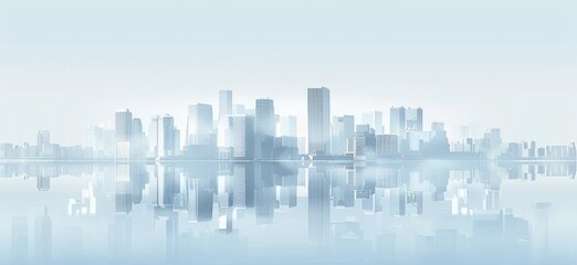 Fototapeta premium Blue gradient flattens the background of business technology landmark building
