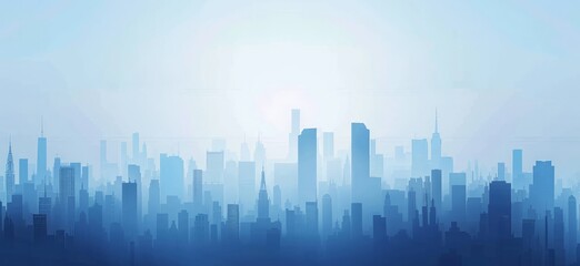 Blue gradient flattens the background of business technology landmark building