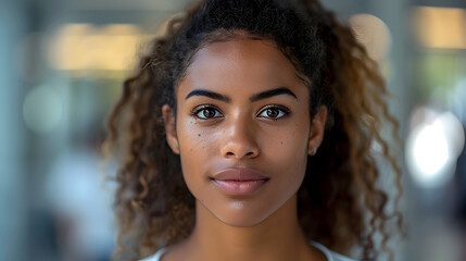 Black Woman with Curly Hair - Professional Biomedical Engineer Portrait in Cinematic Office Lighting