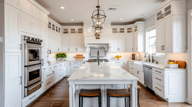 Free photo of Beautiful white kitchen interior