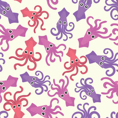 SEAMLESS PATTERN OF CUTTLE FISH IN VECTOR