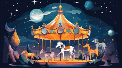 Whimsical carousel with animals that come to life a