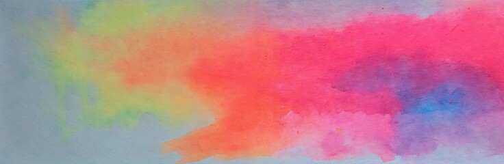 Fototapeta premium Minimalist fluorescent colors painting with watercolor wash on canvas. Contemporary painting. Modern poster for wall decoration