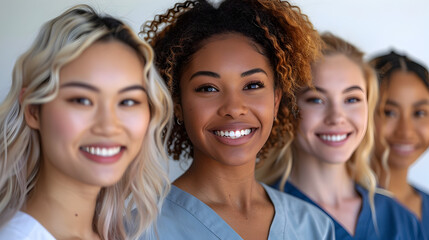Diverse Individuals Demonstrating Expertise as Dentists with Authentic Smiles in Professional Studio Portraits