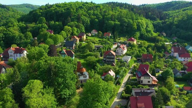 Landscape Houses Mountains Zloty Stok Aerial View Poland
