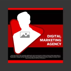 Fotobehang black and red social media post template design for digital marketing promotion. © Eric_studioart