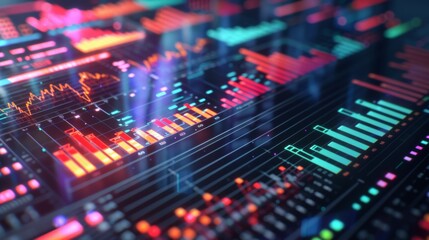 Fototapeta premium A background filled with colorful charts, graphs, and data visualizations representing business analytics and performance.