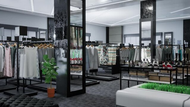Interior Of Brand New Fashion Clothes Store