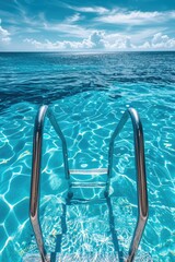 Immerse Yourself: A Captivating Underwater View of a Swimming Pool with Ladder