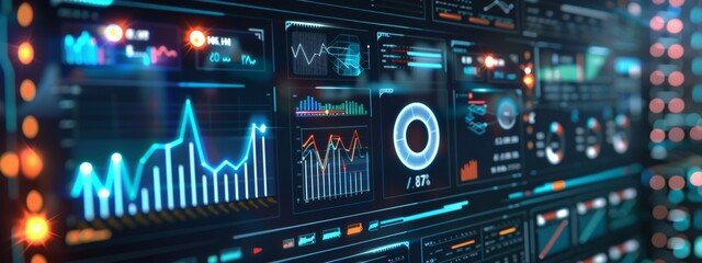 Fototapeta premium A background filled with colorful charts, graphs, and data visualizations representing business analytics and performance.