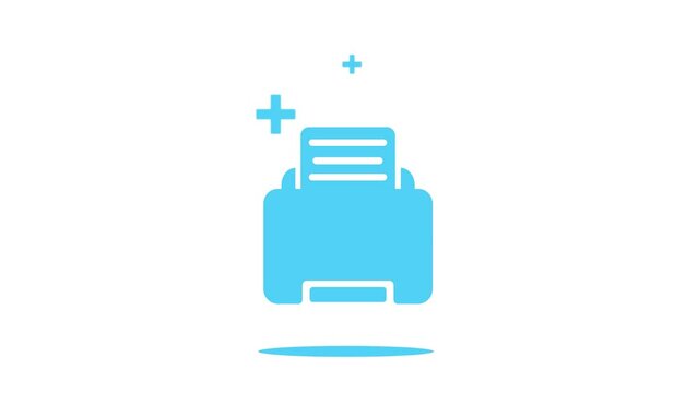 Blue print icon animation on white background