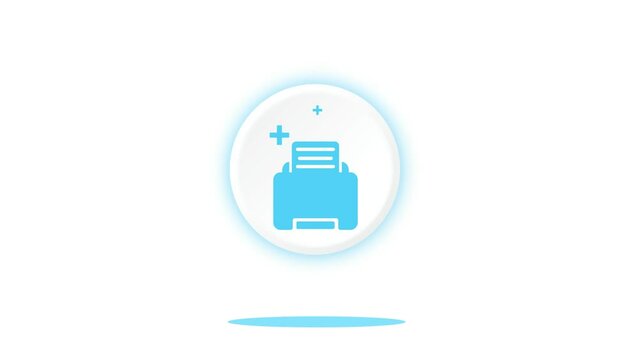 Blue print icon animation on white background