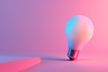 a glowing light bulb symbolizing ideas on a pink background