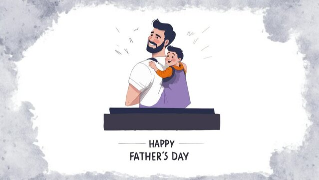 happy father 's day Video animation template. Drawing design. Can add your father's name in the box.