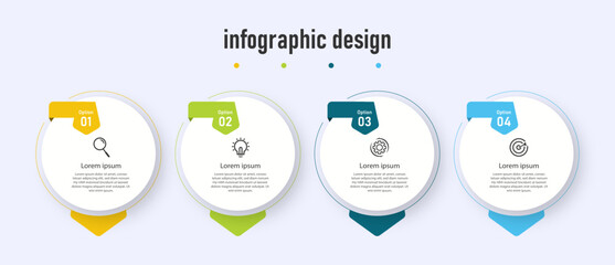 Design infographics business template, timeline with 4 options. can be used for workflow diagram, info chart, web design. vector illustration.