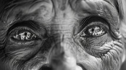 The lines around the eyes and mouth are like etchings of a life welllived each one telling a unique story of the laughter and happiness that have shaped this persons journey. .