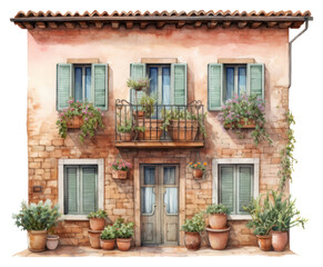 Fototapeta na wymiar PNG Old Italian house balcony window plant