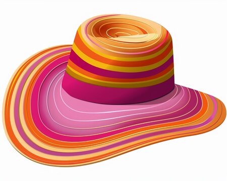 Beach hat clipart for sun protection bright colors