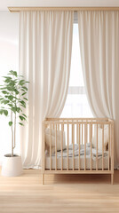 Baby crib with side rails - obrazy, fototapety, plakaty