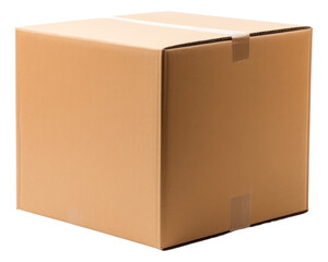 PNG Cardboard box carton brown white background delivering container. - obrazy, fototapety, plakaty