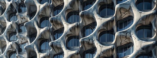 Architectural photo of a detailed elevation of an apartment fifty floors tower  - obrazy, fototapety, plakaty