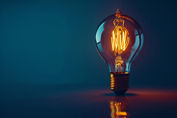 A glowing lightbulb sparks bright ideas - obrazy, fototapety, plakaty