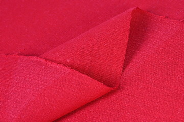 red hemp viscose natural fabric cloth color, sackcloth rough texture of textile fashion abstract...