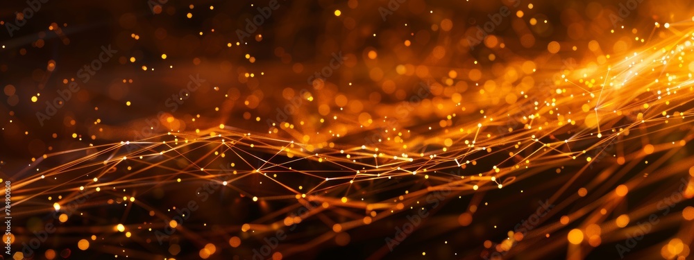 Poster a network of lines and arrows forming a dynamic composition, symbolizing the flow of information and