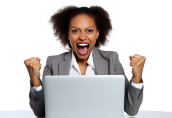 PNG Woman using laptop shouting computer adult