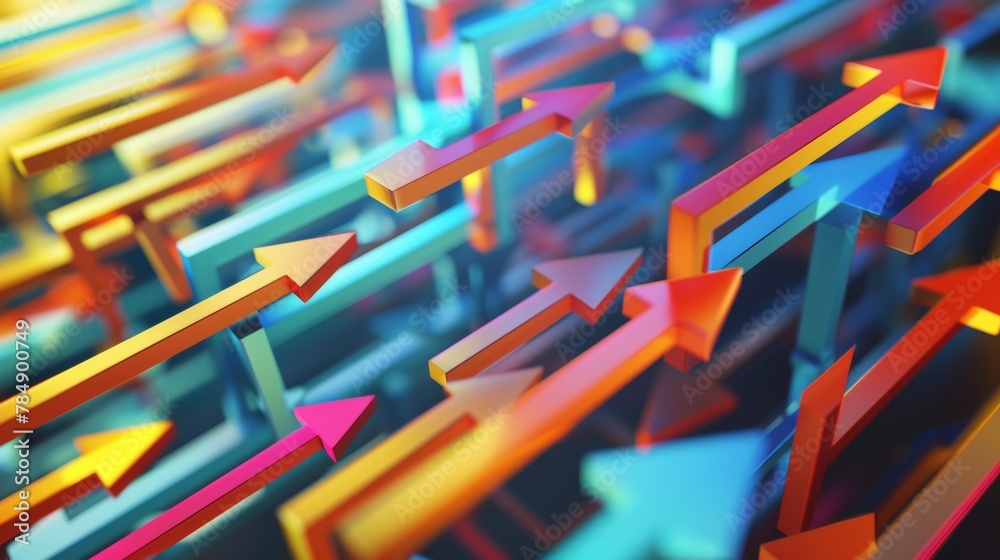 Poster a network of lines and arrows forming a dynamic composition, symbolizing the flow of information and