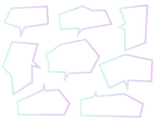 シンプルなふきだしセット、グラデーションカラー、変形フレーム	