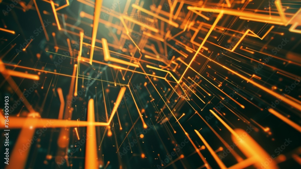 Poster a network of lines and arrows forming a dynamic composition, symbolizing the flow of information and