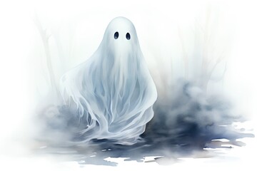 ghost in the fog. halloween illustration. 3d rendering - obrazy, fototapety, plakaty