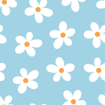 Simple pattern with abstract daisies. Vector illustration of wildflowers