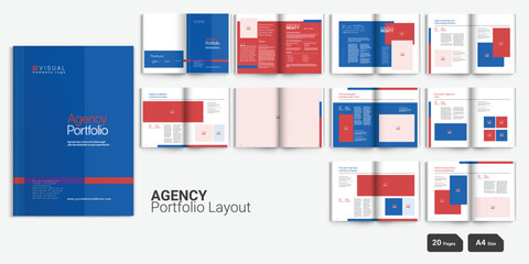 Agency Portfolio Design Portfolio Brochure Design Template Portfolio Layout - obrazy, fototapety, plakaty