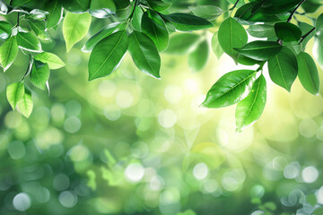 Fototapeta na wymiar Vibrant Green Leaves Background with Nature's Beauty