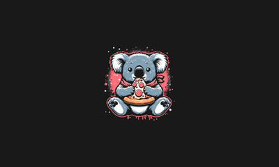 koala eat pizza vector mascot design