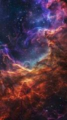 Fototapeta premium A hyper-realistic close-up of a supernova remnant, emphasizing vibrant colors and intricate details, suitable for a wallpaper