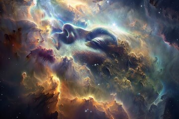 A nebula as the dreamscape of a sleeping cosmic deity - obrazy, fototapety, plakaty
