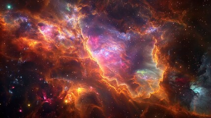 Fototapeta premium A nebula resembling a celestial ocean with swirling waves and hidden bioluminescent creatures