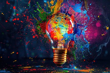 Vibrant Burst: A Creative Explosion of Colorful Light - obrazy, fototapety, plakaty