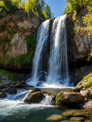 Cascading Beauty: Explore a Breathtaking Waterfall in Lush Greenery