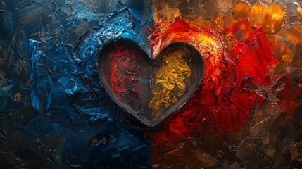 A heart split in half with one side showing love and the other showing hate reflecting the complex and contradictory nature of human emotions.