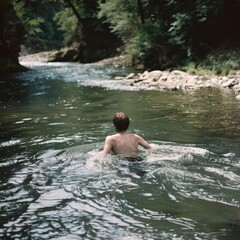 Immersed in Nature: Capturing the Serenity of Swimming in the River on 35mm Film