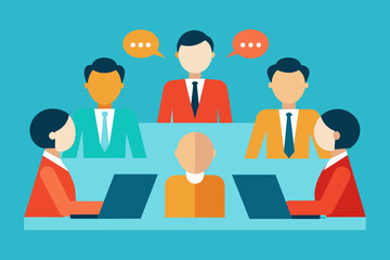 Vector illustration of Business meeting, Teamwork, and communication concept flat style design.