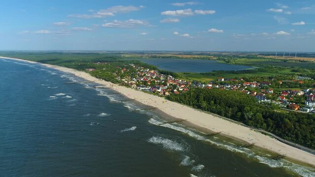 Beautiful Landscape Beach Baltic Sea Niechorze Piekny Krajobraz Aerial Poland