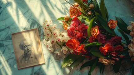 Exquisite Orchid Bouquet Captured in Topshot Alongside Intriguing Picas Drawing