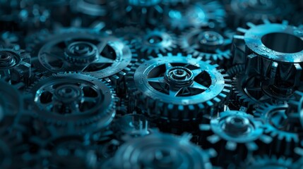 A background filled with gears and cogs working together, emphasizing teamwork and collaboration in business.