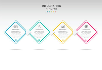Vector Infographic arrow design with 4 options or steps. Infographics for business concept. - obrazy, fototapety, plakaty