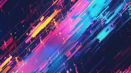A digital glitch art background, with distorted pixels and vibrant color streaks, reflecting a contemporary and edgy aesthetic. - obrazy, fototapety, plakaty